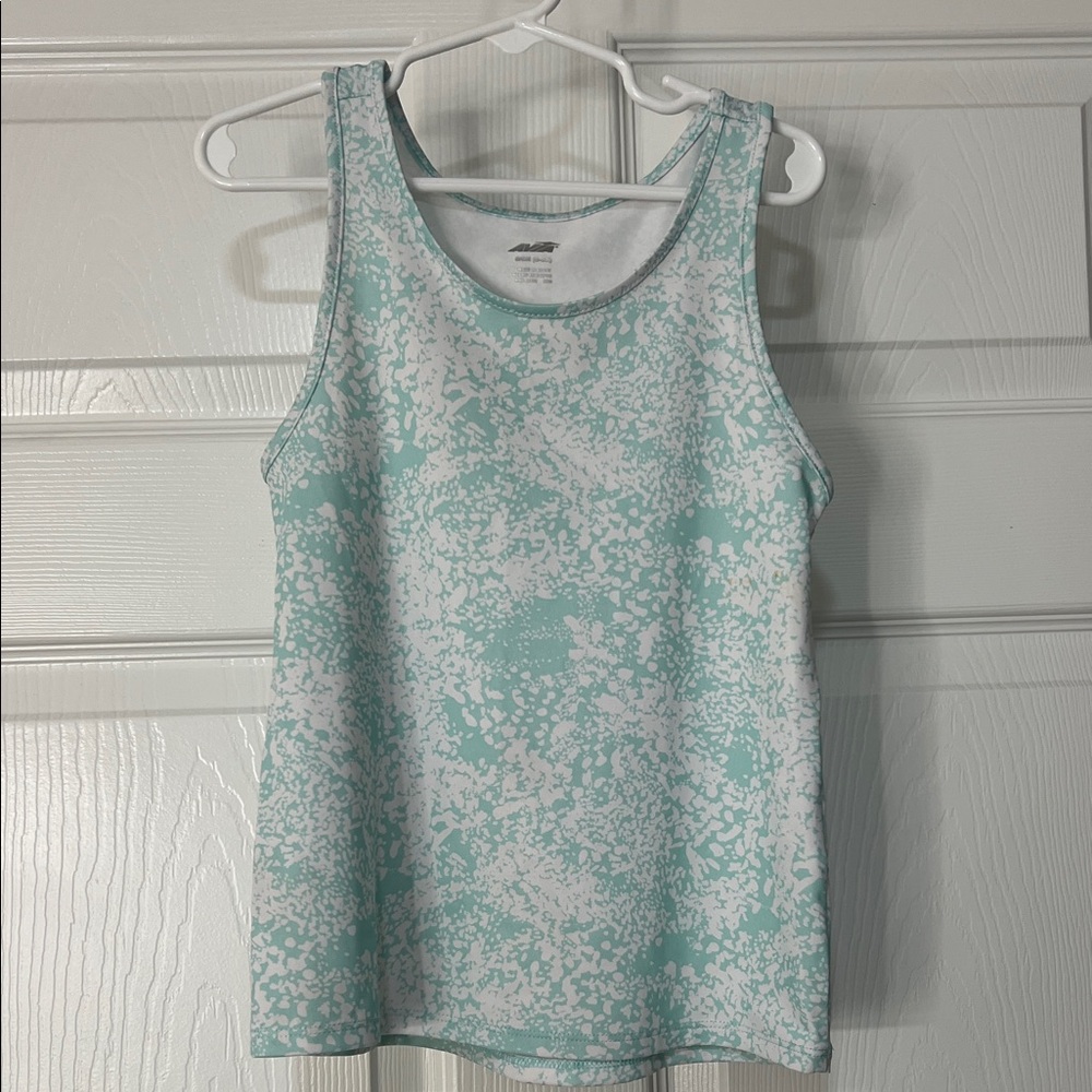 Mint Green and White girl's Tank Top